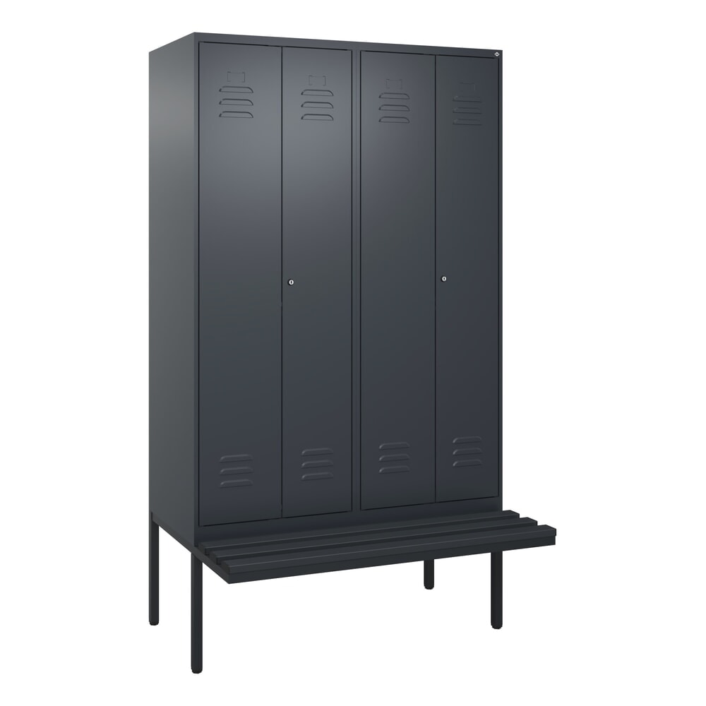 Produktabbildung Nr. 9: C+P Schwarz-Weiß-Spind Classic PLUS, 4 Abteile, HxBxT 2.120 x 1.200 x 815 mm, Zylinderschloss, auskragende Bank aus Kunststoff, anthrazitgrau, anthrazitgrau