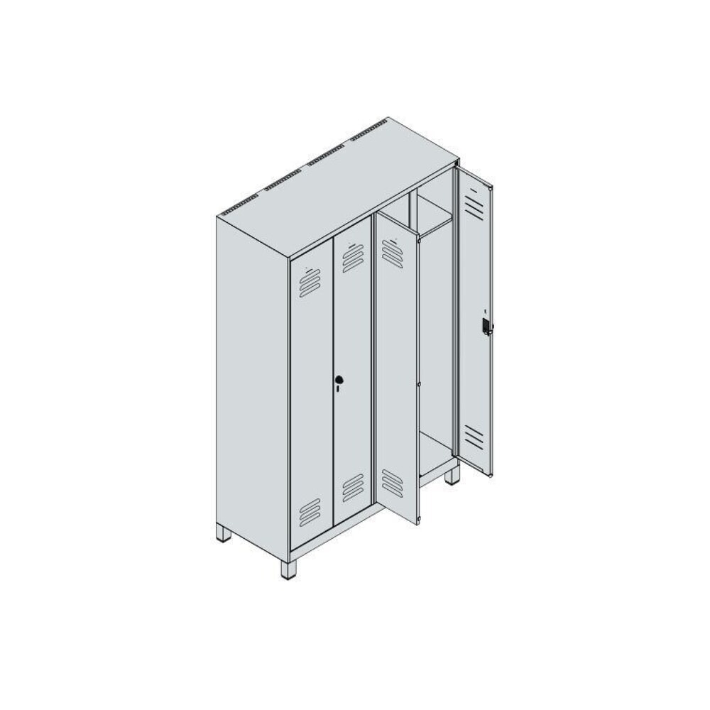 C+P Schwarz-Weiß-Spind Classic PLUS, Füße, 4 Abteile, HxBxT 1.950 x 1.200 x 500 mm, lichtgrau, anthrazitgrau, für Vorhängeschloss Produktabbildung Nr. 8: C+P Schwarz-Weiß-Spind Classic PLUS, Füße, 4 Abteile, HxBxT 1.950 x 1.200 x 500 mm, lichtgrau, anthrazitgrau, für Vorhängeschloss