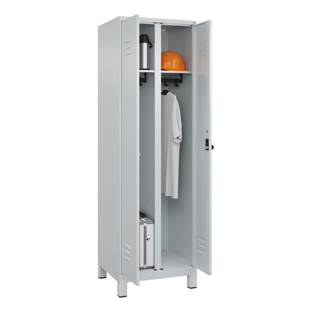 Produktabbildung Nr. 10: C+P Schwarz-Weiß-Spind Classic PLUS, Füße, 2 Abteile, HxBxT 1.950 x 600 x 500 mm, lichtgrau, lichtgrau, für Vorhängeschloss