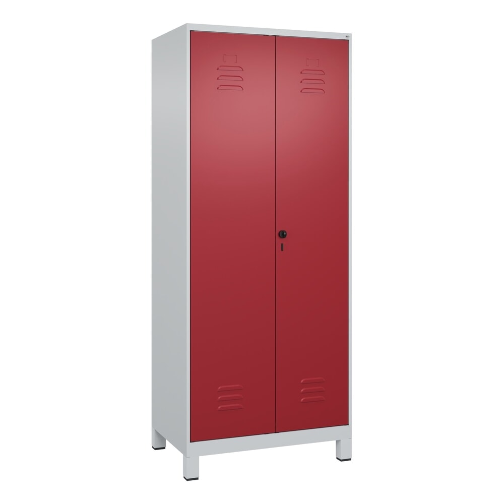 Produktabbildung Nr. 9: C+P Schwarz-Weiß-Spind Classic PLUS, Füße, 2 Abteile, HxBxT 1.950 x 800 x 500 mm, lichtgrau, rubinrot, für Vorhängeschloss