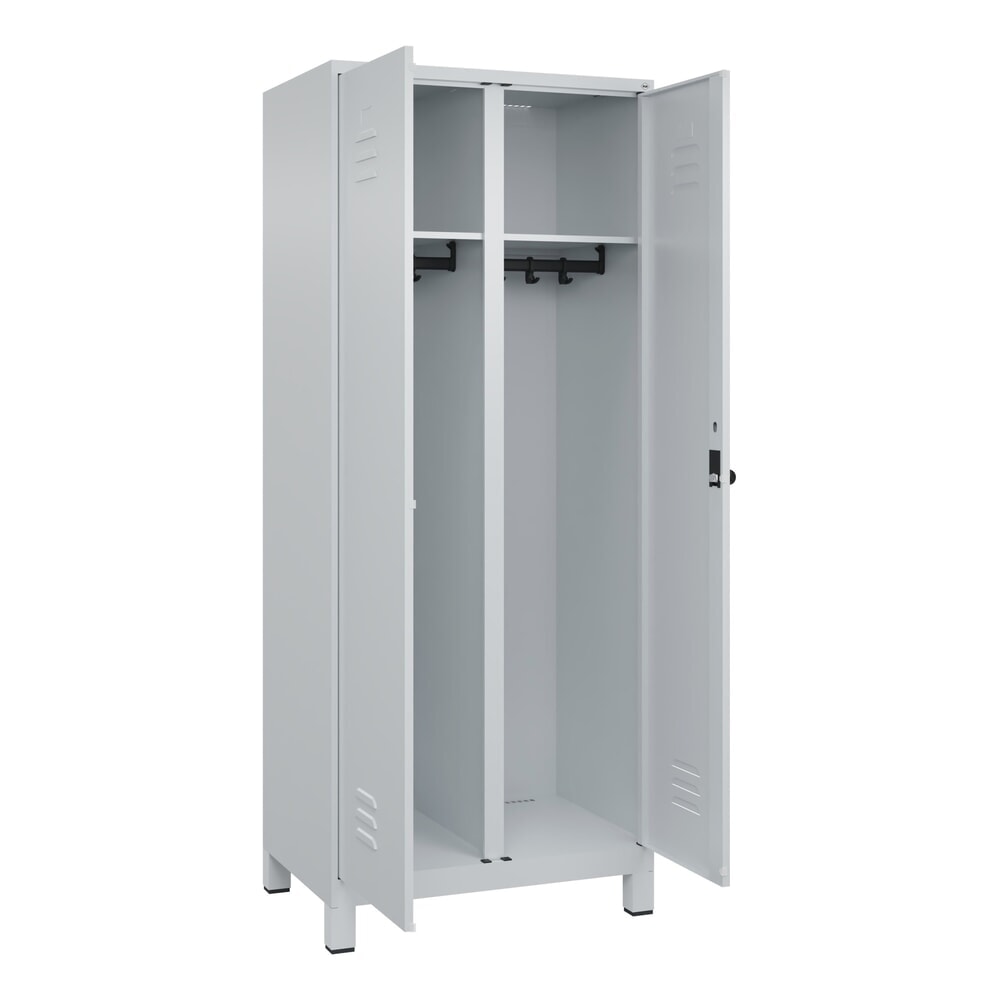 C+P Schwarz-Weiß-Spind Classic PLUS, Füße, 2 Abteile, HxBxT 1.950 x 800 x 500 mm, lichtgrau, lichtgrau, für Vorhängeschloss Produktabbildung Nr. 1: C+P Schwarz-Weiß-Spind Classic PLUS, Füße, 2 Abteile, HxBxT 1.950 x 800 x 500 mm, lichtgrau, lichtgrau, für Vorhängeschloss