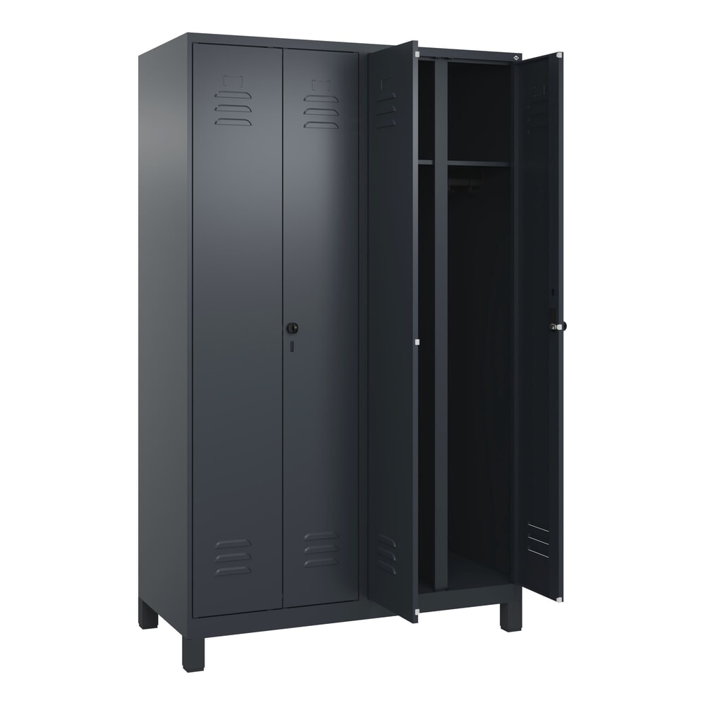 C+P Schwarz-Weiß-Spind Classic PLUS, Füße, 4 Abteile, HxBxT 1.950 x 1.200 x 500 mm, anthrazitgrau, anthrazitgrau, für Vorhängeschloss Produktabbildung Nr. 1: C+P Schwarz-Weiß-Spind Classic PLUS, Füße, 4 Abteile, HxBxT 1.950 x 1.200 x 500 mm, anthrazitgrau, anthrazitgrau, für Vorhängeschloss