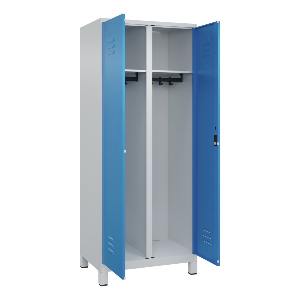 C+P Schwarz-Weiß-Spind Classic PLUS, Füße, 2 Abteile, HxBxT 1.950 x 800 x 500 mm, lichtgrau, lichtblau, Zylinderschloss Produktabbildung Nr. 1: C+P Schwarz-Weiß-Spind Classic PLUS, Füße, 2 Abteile, HxBxT 1.950 x 800 x 500 mm, lichtgrau, lichtblau, Zylinderschloss