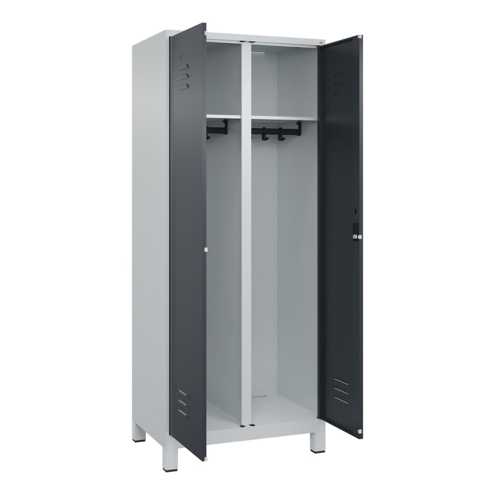 C+P Schwarz-Weiß-Spind Classic PLUS, Füße, 2 Abteile, HxBxT 1.950 x 800 x 500 mm, lichtgrau, anthrazitgrau, Zylinderschloss Produktabbildung Nr. 1: C+P Schwarz-Weiß-Spind Classic PLUS, Füße, 2 Abteile, HxBxT 1.950 x 800 x 500 mm, lichtgrau, anthrazitgrau, Zylinderschloss