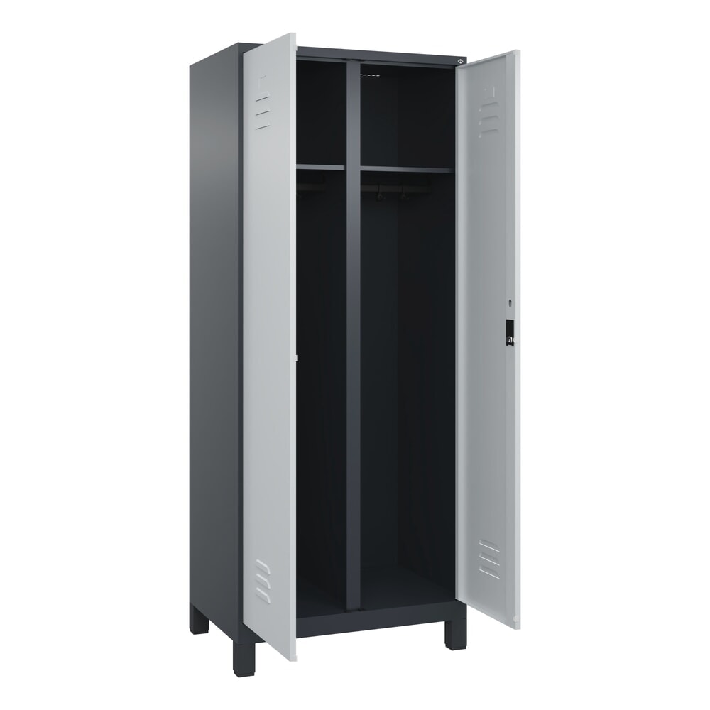 C+P Schwarz-Weiß-Spind Classic PLUS, Füße, 2 Abteile, HxBxT 1.950 x 800 x 500 mm, anthrazitgrau, lichtgrau, Zylinderschloss Produktabbildung Nr. 1: C+P Schwarz-Weiß-Spind Classic PLUS, Füße, 2 Abteile, HxBxT 1.950 x 800 x 500 mm, anthrazitgrau, lichtgrau, Zylinderschloss