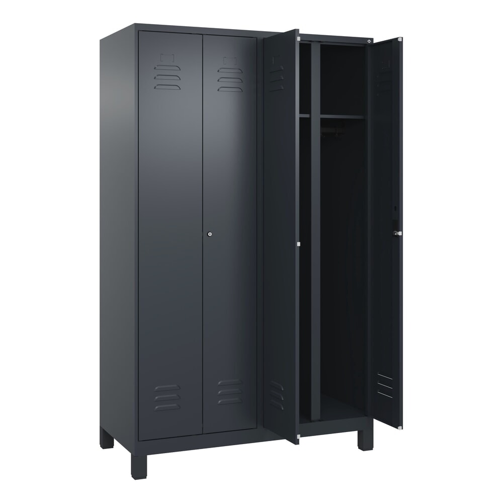 C+P Schwarz-Weiß-Spind Classic PLUS, Füße, 4 Abteile, HxBxT 1.950 x 1.200 x 500 mm, anthrazitgrau, anthrazitgrau, Zylinderschloss Produktabbildung Nr. 1: C+P Schwarz-Weiß-Spind Classic PLUS, Füße, 4 Abteile, HxBxT 1.950 x 1.200 x 500 mm, anthrazitgrau, anthrazitgrau, Zylinderschloss
