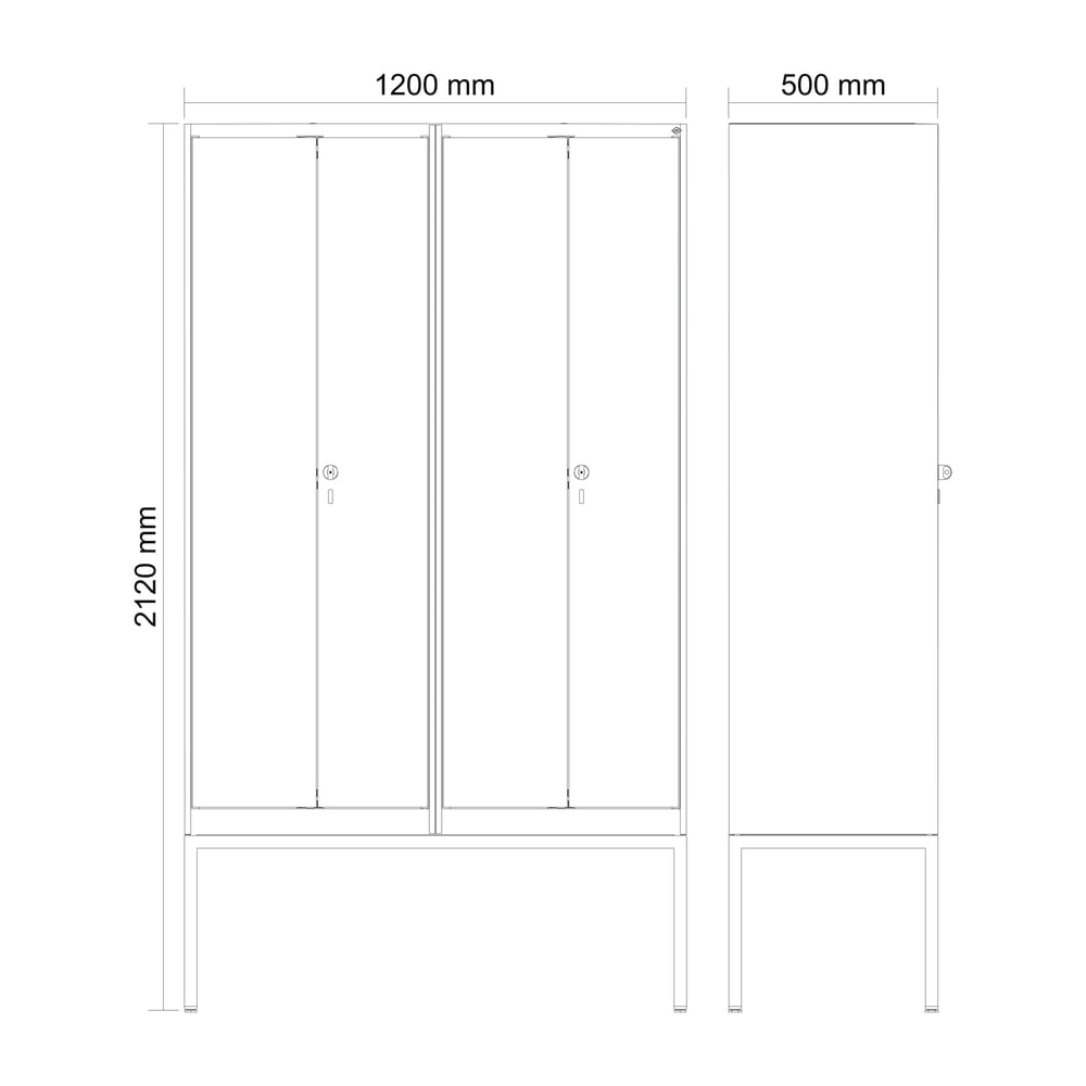 Produktabbildung Nr. 9: C+P Schwarz-Weiß-Spind Classic PLUS, Gestell, 4 Abteile, HxBxT 2.120 x 1.200 x 500 mm, lichtgrau, enzianblau, Zylinderschloss