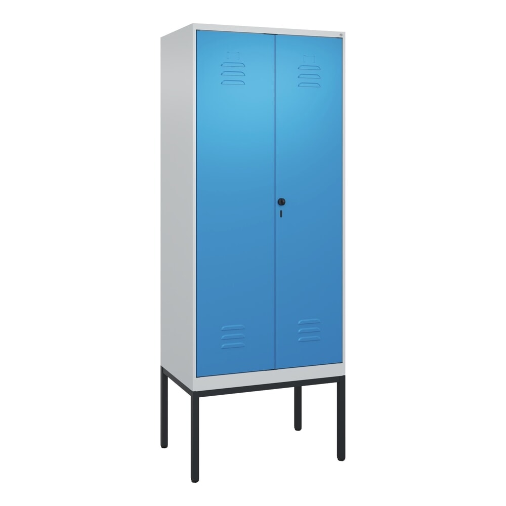 N° de l'image du produit 9 : C+P Schwarz-Weiß-Spind Classic PLUS, Gestell, 2 Abteile, HxBxT 2.120 x 800 x 500 mm, lichtgrau, lichtblau, für Vorhängeschloss