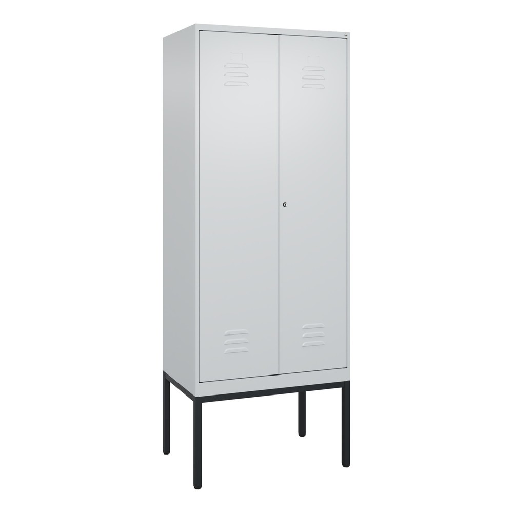 Produktabbildung: C+P Schwarz-Weiß-Spind Classic PLUS, Gestell, 2 Abteile, HxBxT 2.120 x 800 x 500 mm, lichtgrau, lichtgrau, Zylinderschloss