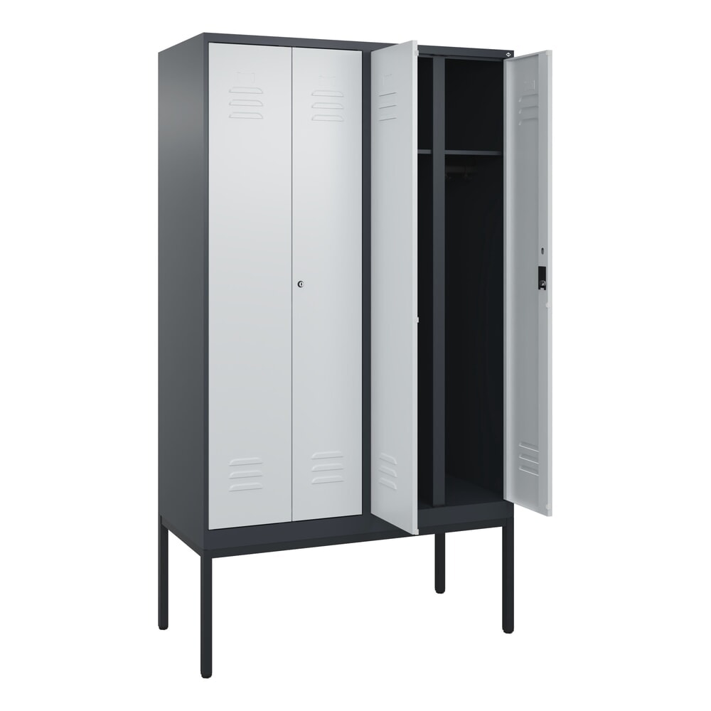 Produktabbildung Nr. 1: C+P Schwarz-Weiß-Spind Classic PLUS, Gestell, 4 Abteile, HxBxT 2.120 x 1.200 x 500 mm, anthrazitgrau, lichtgrau, Zylinderschloss