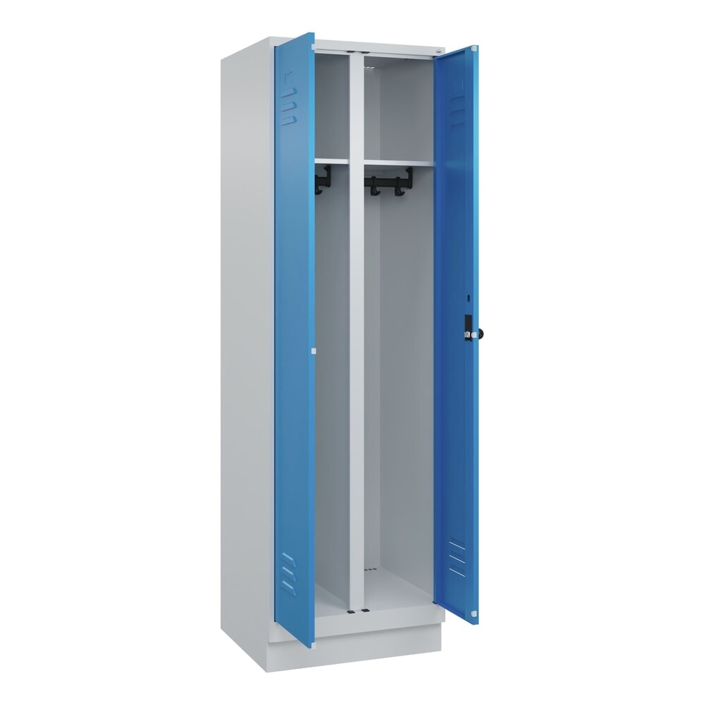 C+P Schwarz-Weiß-Spind Classic PLUS, Sockel, 2 Abteile, HxBxT 1.950 x 600 x 500 mm, lichtgrau, lichtblau, für Vorhängeschloss Produktabbildung Nr. 1: C+P Schwarz-Weiß-Spind Classic PLUS, Sockel, 2 Abteile, HxBxT 1.950 x 600 x 500 mm, lichtgrau, lichtblau, für Vorhängeschloss
