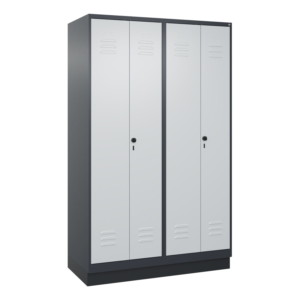 Produktabbildung Nr. 9: C+P Schwarz-Weiß-Spind Classic PLUS, Sockel, 4 Abteile, HxBxT 1.950 x 1.200 x 500 mm, anthrazitgrau, lichtgrau, für Vorhängeschloss