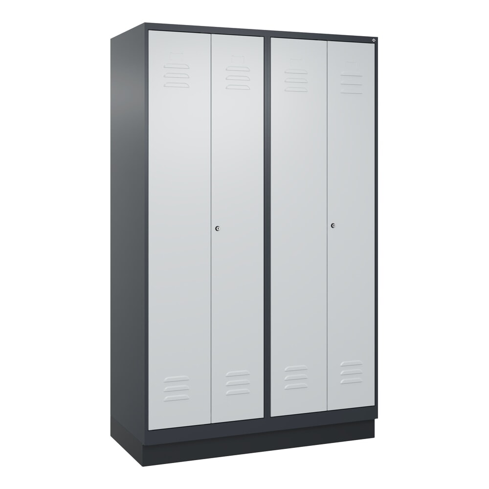 Produktabbildung Nr. 9: C+P Schwarz-Weiß-Spind Classic PLUS, Sockel, 4 Abteile, HxBxT 1.950 x 1.200 x 500 mm, anthrazitgrau, lichtgrau, Zylinderschloss