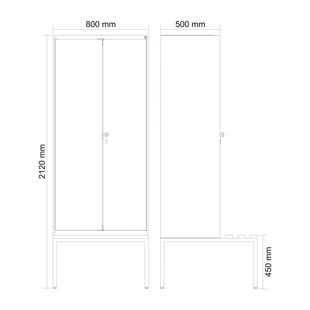 C+P Schwarz-Weiß-Spind Classic PLUS, 2 Abteile, HxBxT 2.120 x 800 x 815 mm, für Vorhängeschloss, untergebaute Bank aus Kunststoff, lichtgrau, enzianblau Produktabbildung Nr. 8: C+P Schwarz-Weiß-Spind Classic PLUS, 2 Abteile, HxBxT 2.120 x 800 x 815 mm, für Vorhängeschloss, untergebaute Bank aus Kunststoff, lichtgrau, enzianblau