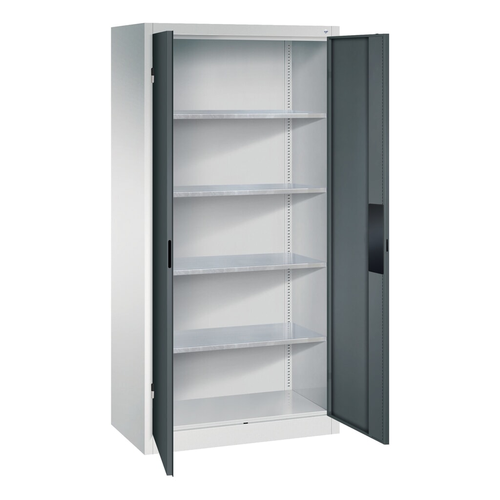 C+P Schwerlastschrank mit 4 Fachböden, HxBxT 1.950 x 930 x 500 mm, anthrazitgrau, lichtblau Produktabbildung Nr. 5: C+P Schwerlastschrank mit 4 Fachböden, HxBxT 1.950 x 930 x 500 mm, anthrazitgrau, lichtblau