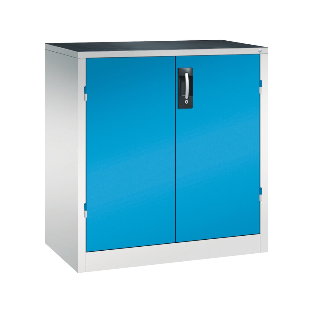 C+P Schwerlastschrank mit 1 Fachboden, HxBxT 1.000 x 930 x 500 mm, lichtgrau, lichtblau Produktabbildung: C+P Schwerlastschrank mit 1 Fachboden, HxBxT 1.000 x 930 x 500 mm, lichtgrau, lichtblau