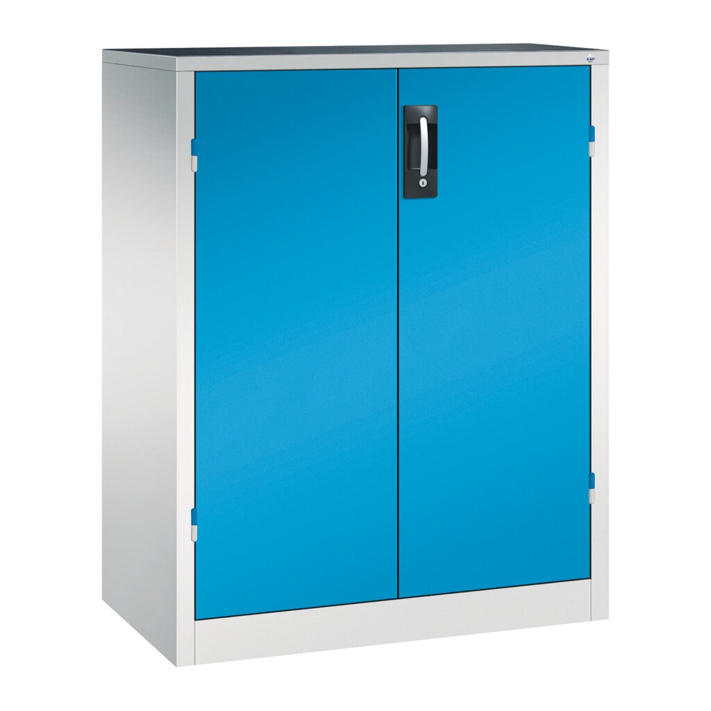 C+P Schwerlastschrank mit 2 Fachböden, HxBxT 1.200 x 930 x 500 mm, lichtgrau, lichtblau Produktabbildung: C+P Schwerlastschrank mit 2 Fachböden, HxBxT 1.200 x 930 x 500 mm, lichtgrau, lichtblau