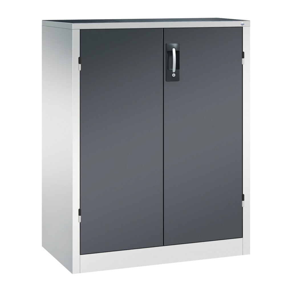 Produktabbildung: C+P Schwerlastschrank mit 2 Fachböden, HxBxT 1.200 x 930 x 500 mm, lichtgrau, schwarzgrau