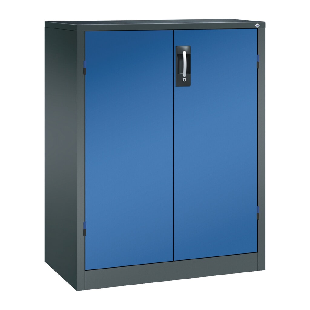 Produktabbildung: C+P Schwerlastschrank mit 2 Fachböden, HxBxT 1.200 x 930 x 500 mm, anthrazitgrau, enzianblau