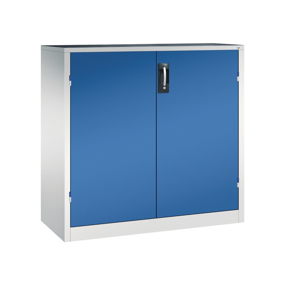 Produktabbildung: C+P Schwerlastschrank mit 2 Fachböden, HxBxT 1.200 x 1.200 x 500 mm, lichtgrau, enzianblau