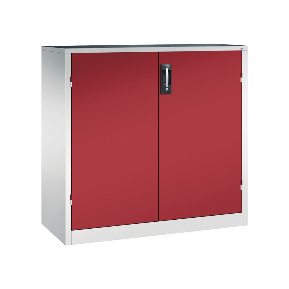 Produktabbildung: C+P Schwerlastschrank mit 2 Fachböden, HxBxT 1.200 x 1.200 x 500 mm, lichtgrau, rubinrot