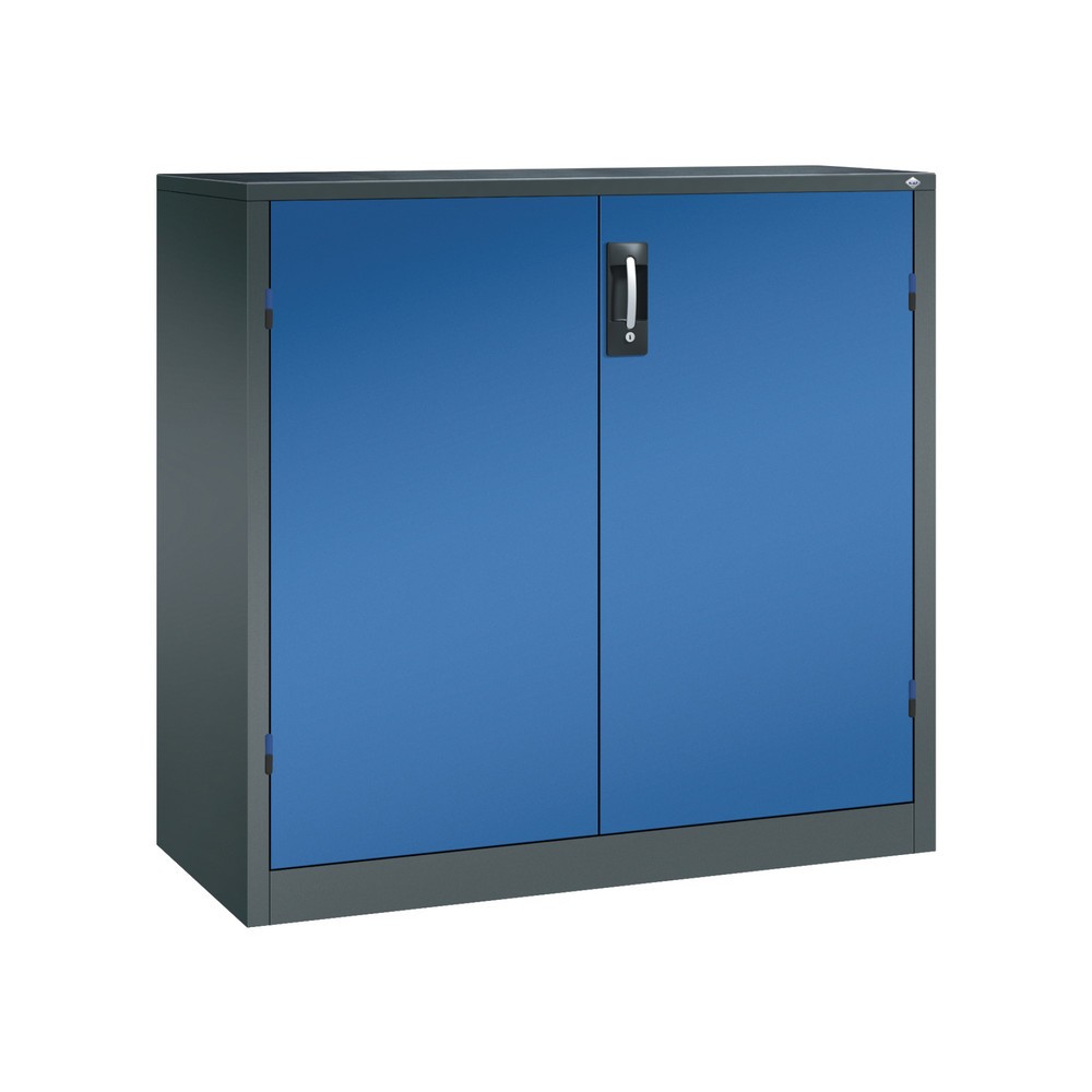 Produktabbildung: C+P Schwerlastschrank mit 2 Fachböden, HxBxT 1.200 x 1.200 x 500 mm, anthrazitgrau, enzianblau