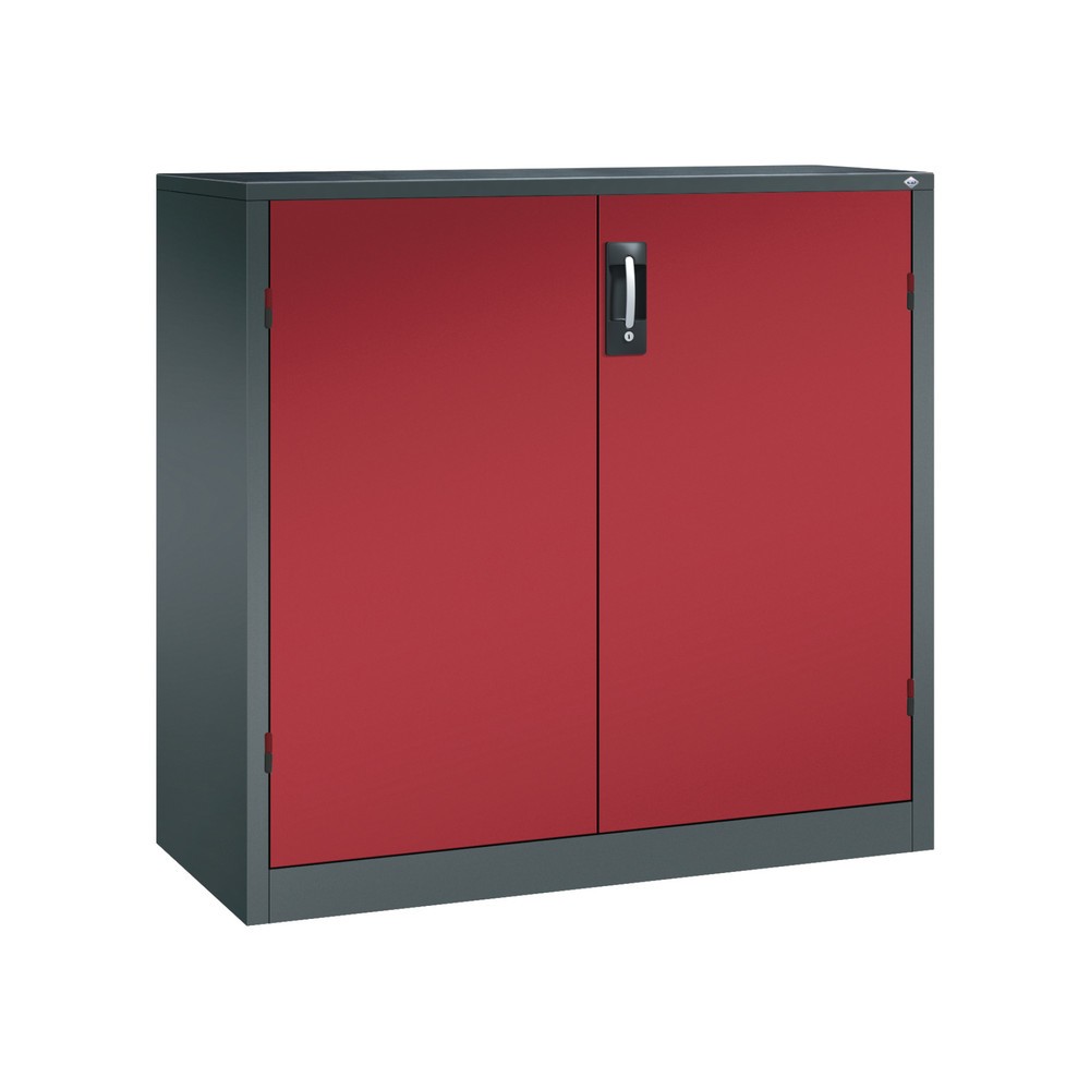 Produktabbildung: C+P Schwerlastschrank mit 2 Fachböden, HxBxT 1.200 x 1.200 x 500 mm, anthrazitgrau, rubinrot