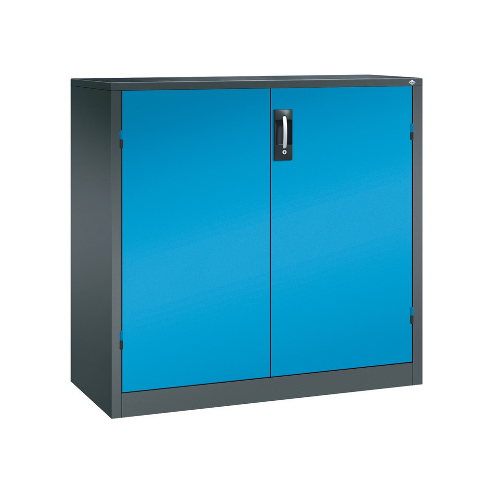 Produktabbildung: C+P Schwerlastschrank mit 2 Fachböden, HxBxT 1.200 x 1.200 x 500 mm, anthrazitgrau, lichtblau