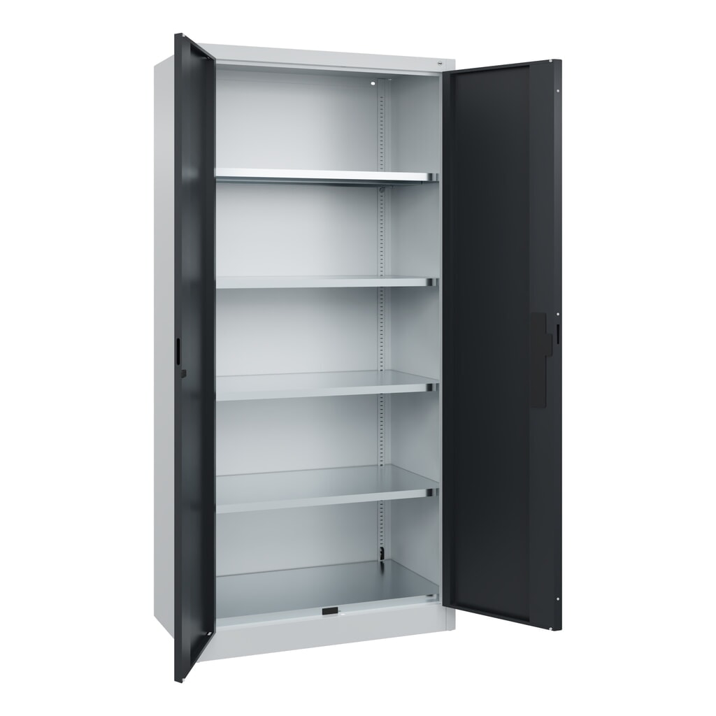 Produktabbildung Nr. 7: C+P Schwerlastschrank mit 4 Fachböden, HxBxT 1.950 x 930 x 500 mm, lichtgrau, schwarzgrau