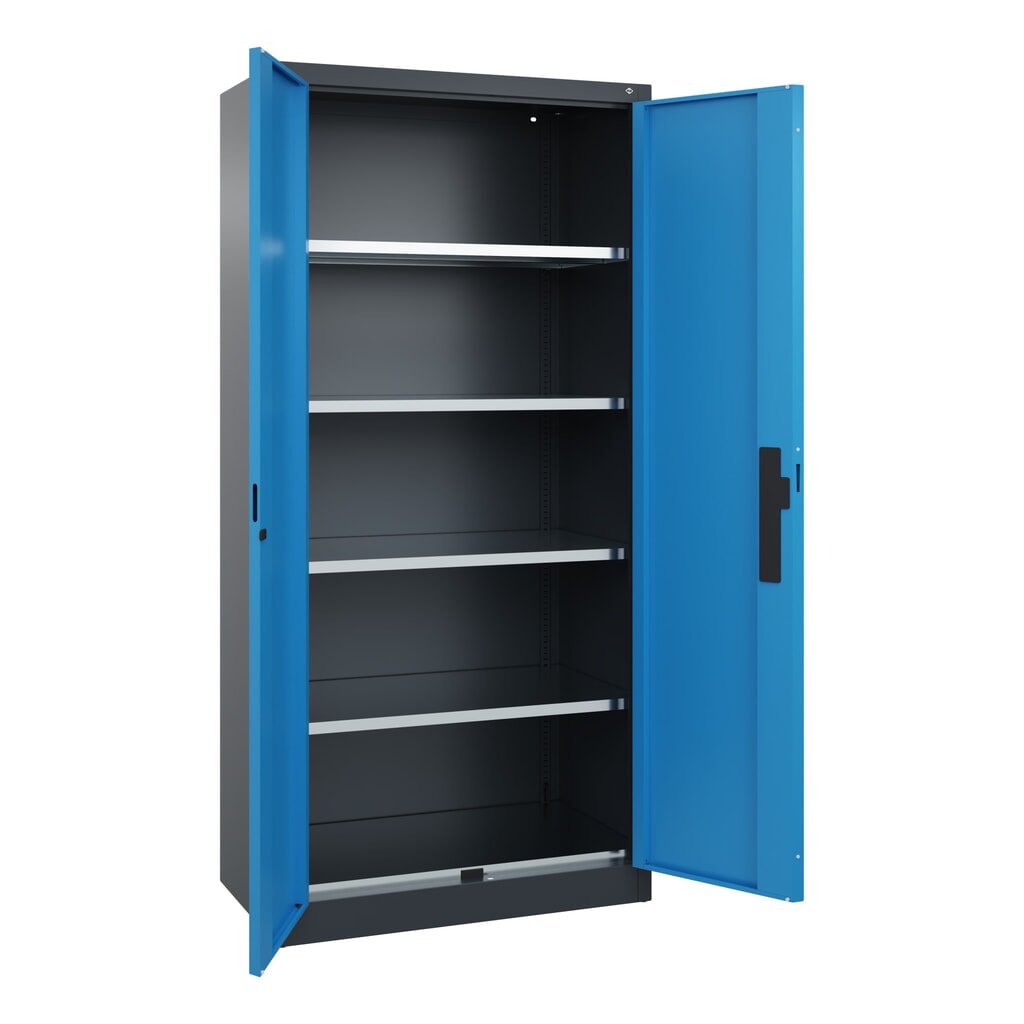 Produktabbildung Nr. 6: C+P Schwerlastschrank mit 4 Fachböden, HxBxT 1.950 x 930 x 500 mm, anthrazitgrau, lichtblau
