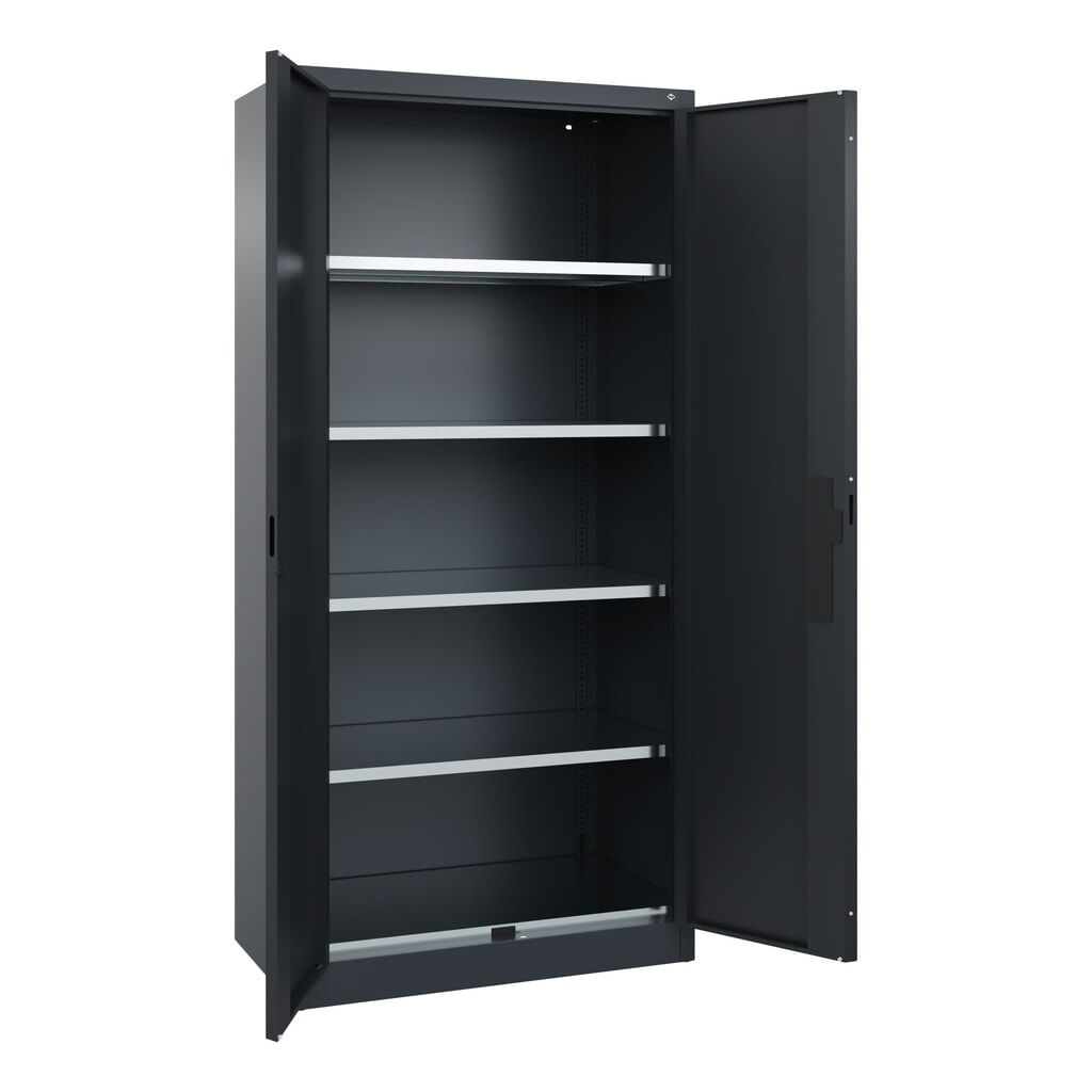 C+P Schwerlastschrank mit 4 Fachböden, HxBxT 1.950 x 930 x 500 mm, anthrazitgrau, schwarzgrau Produktabbildung Nr. 6: C+P Schwerlastschrank mit 4 Fachböden, HxBxT 1.950 x 930 x 500 mm, anthrazitgrau, schwarzgrau