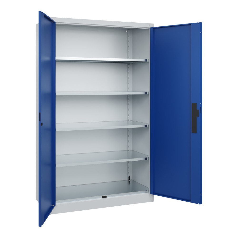 Produktabbildung Nr. 3: C+P Schwerlastschrank mit 4 Fachböden, HxBxT 1.950 x 1.200 x 500 mm, lichtgrau, enzianblau