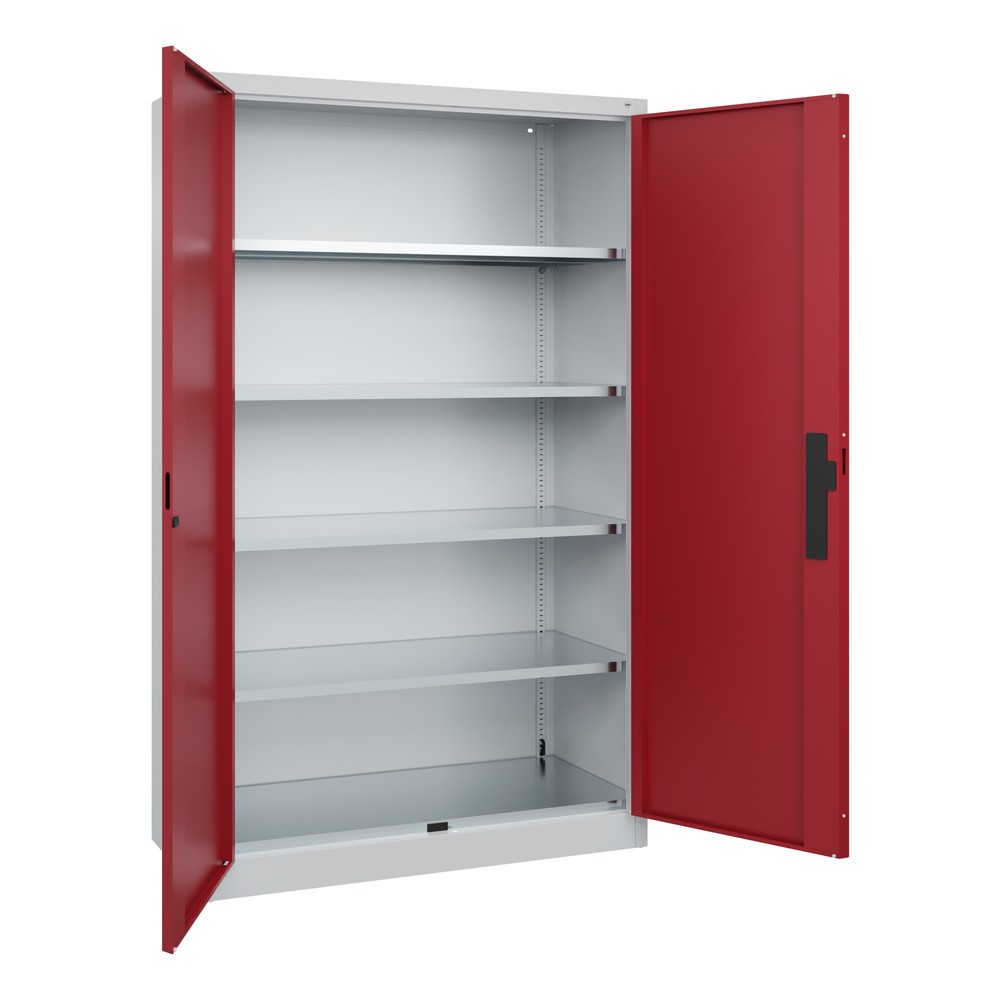 Produktabbildung Nr. 3: C+P Schwerlastschrank mit 4 Fachböden, HxBxT 1.950 x 1.200 x 500 mm, lichtgrau, rubinrot