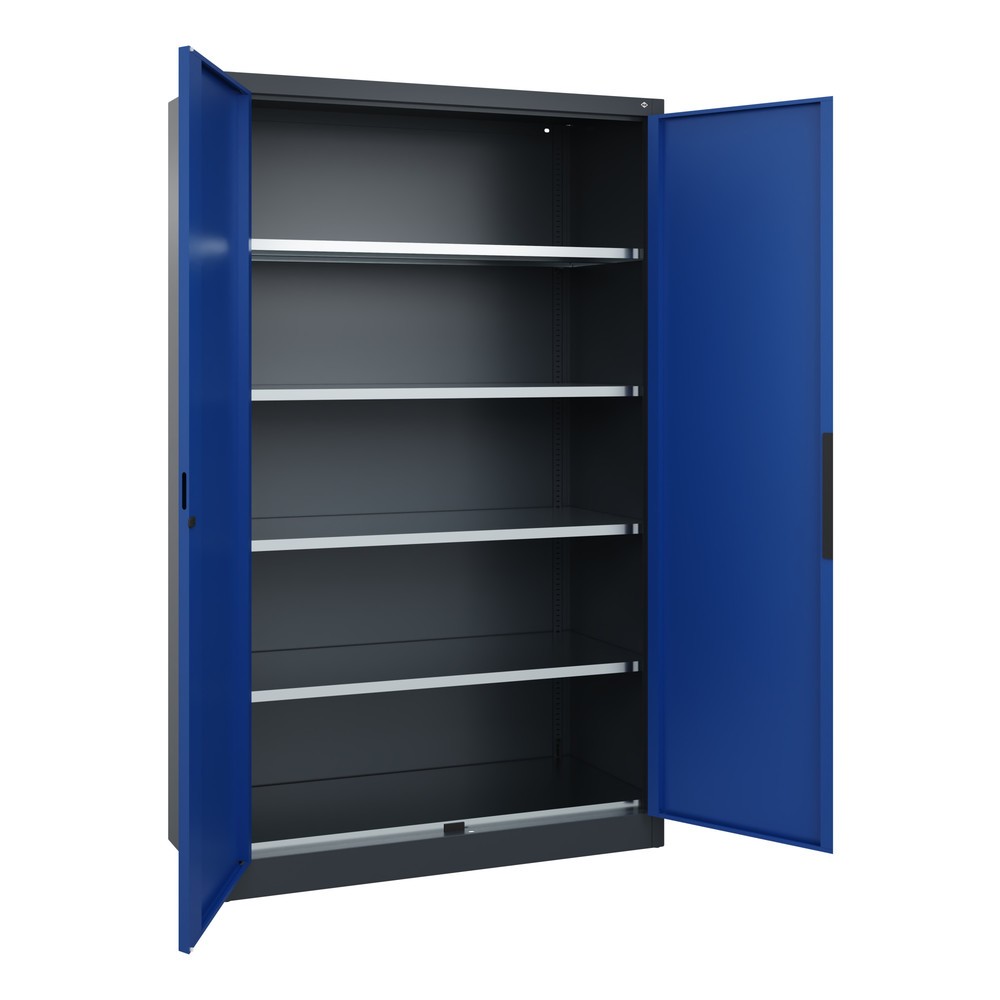 Produktabbildung Nr. 3: C+P Schwerlastschrank mit 4 Fachböden, HxBxT 1.950 x 1.200 x 500 mm, anthrazitgrau, enzianblau