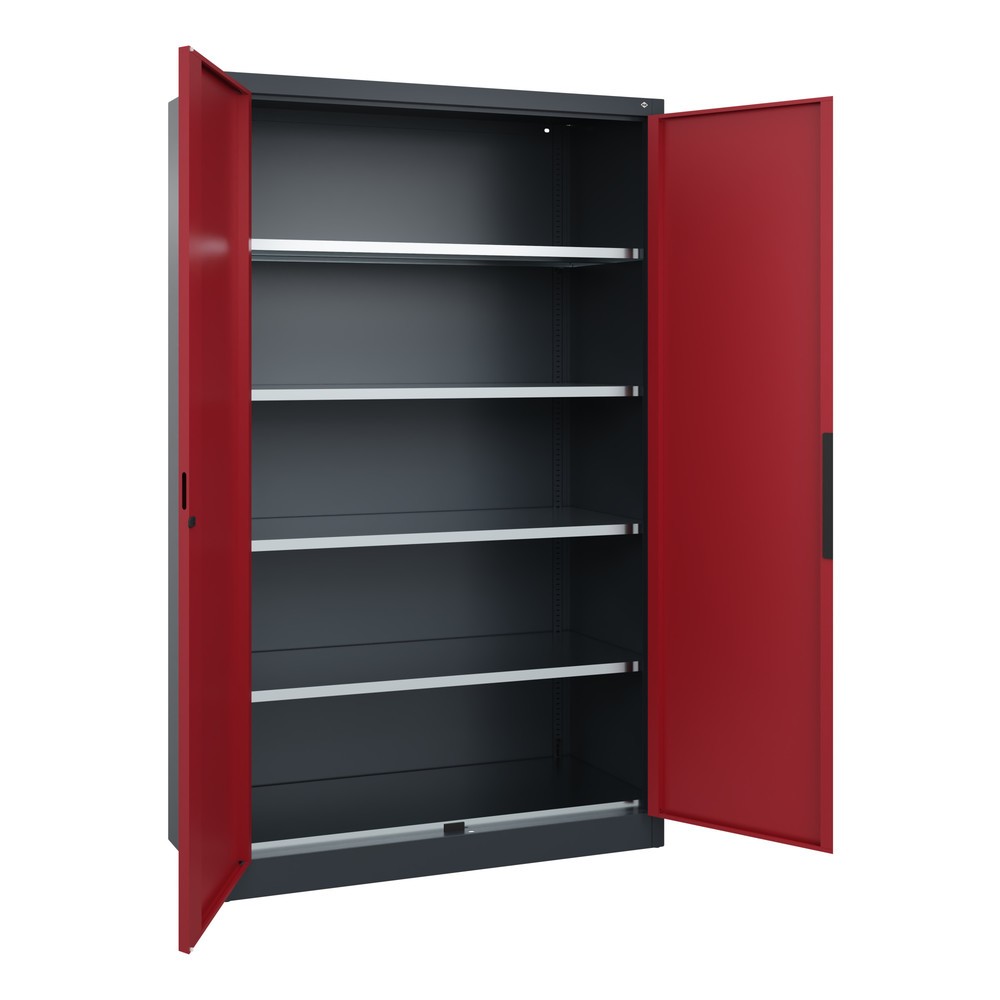 Produktabbildung Nr. 3: C+P Schwerlastschrank mit 4 Fachböden, HxBxT 1.950 x 1.200 x 500 mm, anthrazitgrau, rubinrot