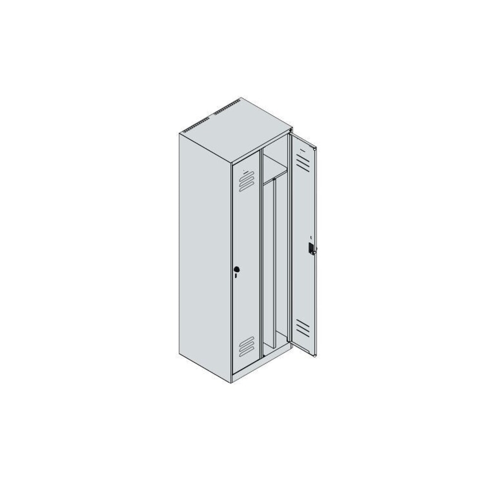 Produktabbildung Nr. 8: C+P Spind Classic PLUS, 2 Abteile, HxBxT 1.850 x 600 x 500 mm, lichtgrau, enzianblau, Zylinderschloss, mit Mitteltrennwand