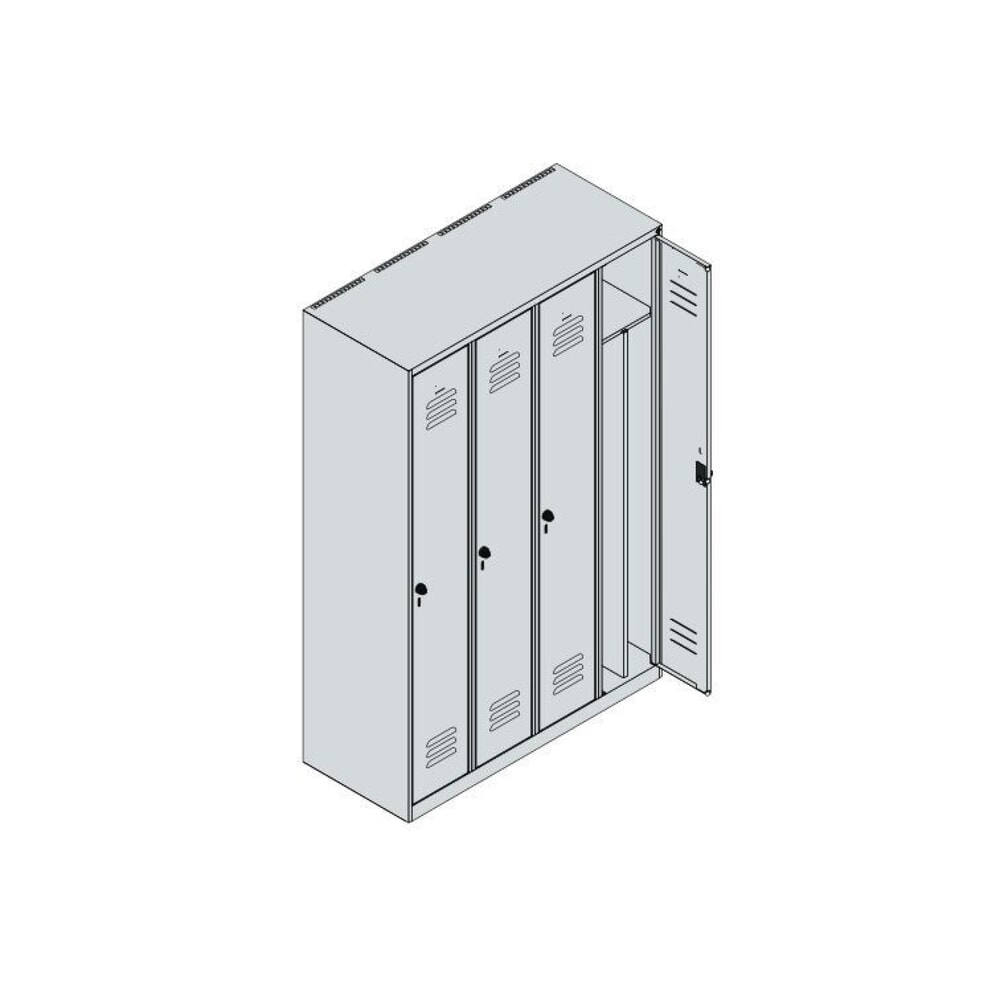 Produktabbildung Nr. 8: C+P Spind Classic PLUS, 4 Abteile, HxBxT 1.850 x 1.200 x 500 mm, lichtgrau, enzianblau, Zylinderschloss, mit Mitteltrennwand