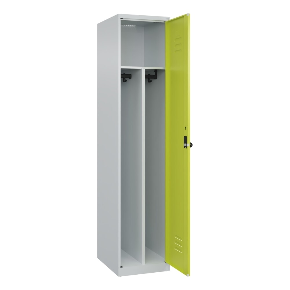 C+P Spind Classic PLUS, 1 Abteil, HxBxT 1.850 x 400 x 500 mm, lichtgrau, clowngrün, für Vorhängeschloss, mit Mitteltrennwand Produktabbildung Nr. 1: C+P Spind Classic PLUS, 1 Abteil, HxBxT 1.850 x 400 x 500 mm, lichtgrau, clowngrün, für Vorhängeschloss, mit Mitteltrennwand