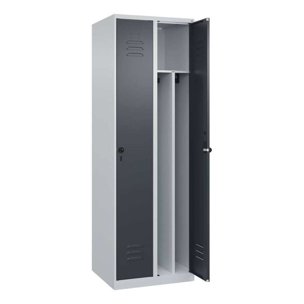 Illustration du produit: C+P Spind Classic PLUS, 2 Abteile, HxBxT 1.850 x 600 x 500 mm, lichtgrau, anthrazitgrau, für Vorhängeschloss, mit Mitteltrennwand