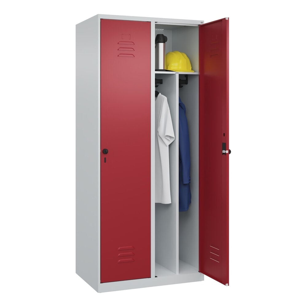 Produktabbildung Nr. 10: C+P Spind Classic PLUS, 2 Abteile, HxBxT 1.850 x 800 x 500 mm, lichtgrau, rubinrot, für Vorhängeschloss, mit Mitteltrennwand