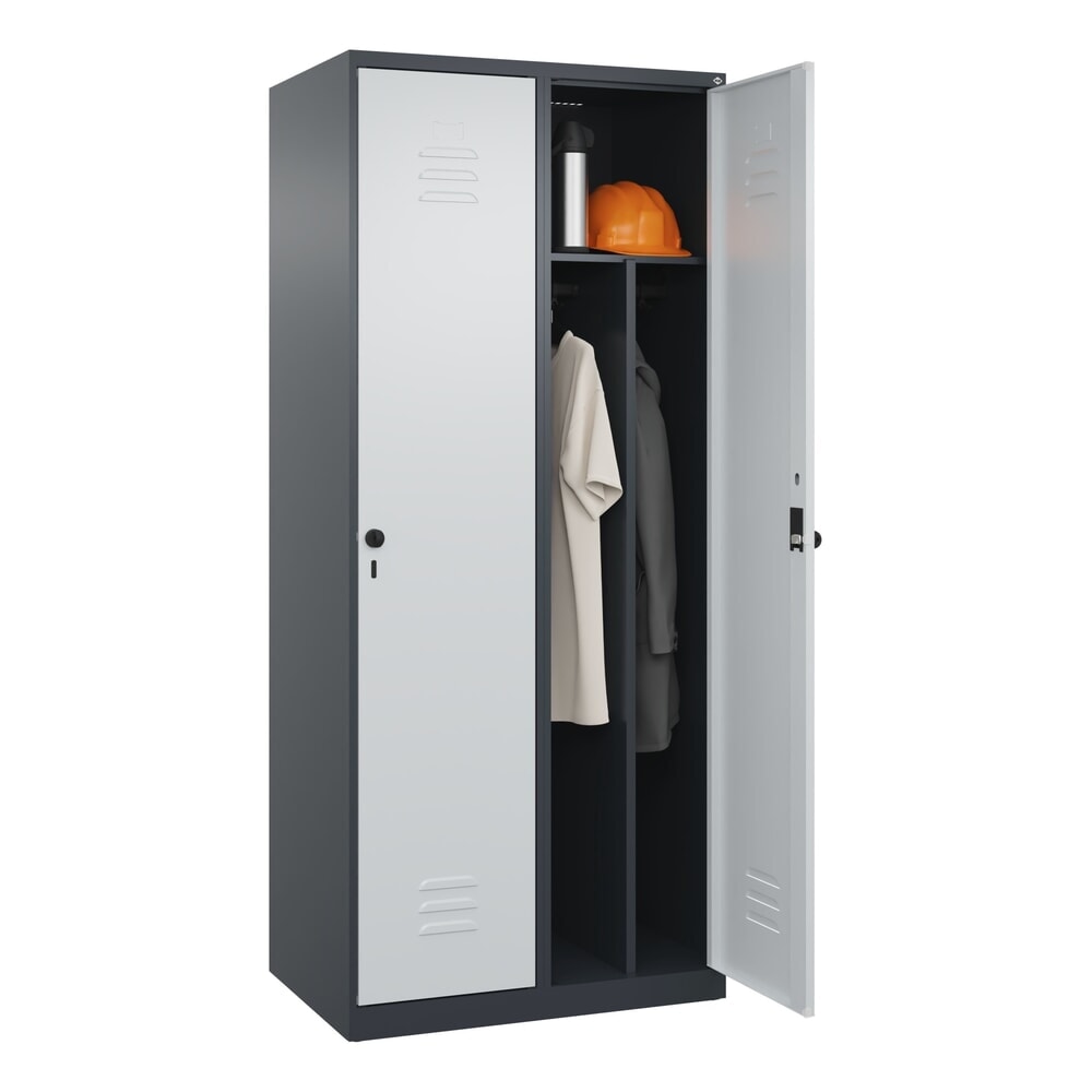Produktabbildung Nr. 10: C+P Spind Classic PLUS, 2 Abteile, HxBxT 1.850 x 800 x 500 mm, anthrazitgrau, lichtgrau, für Vorhängeschloss, mit Mitteltrennwand