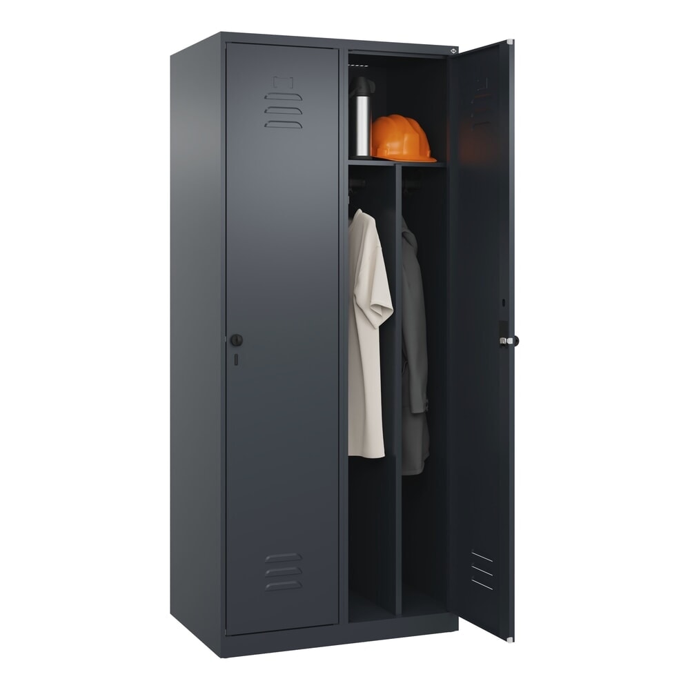 Produktabbildung Nr. 10: C+P Spind Classic PLUS, 2 Abteile, HxBxT 1.850 x 800 x 500 mm, anthrazitgrau, anthrazitgrau, für Vorhängeschloss, mit Mitteltrennwand