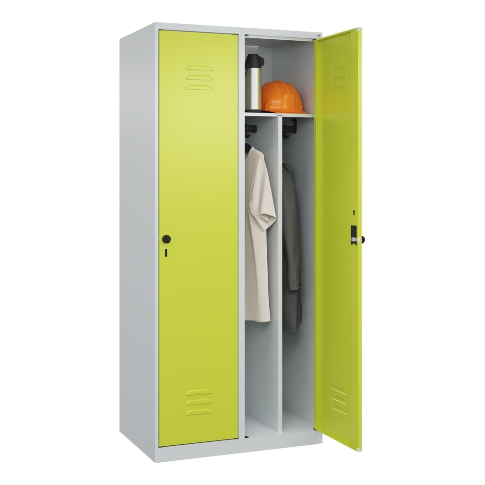 Produktabbildung Nr. 10: C+P Spind Classic PLUS, 2 Abteile, HxBxT 1.850 x 800 x 500 mm, lichtgrau, clowngrün, für Vorhängeschloss, mit Mitteltrennwand