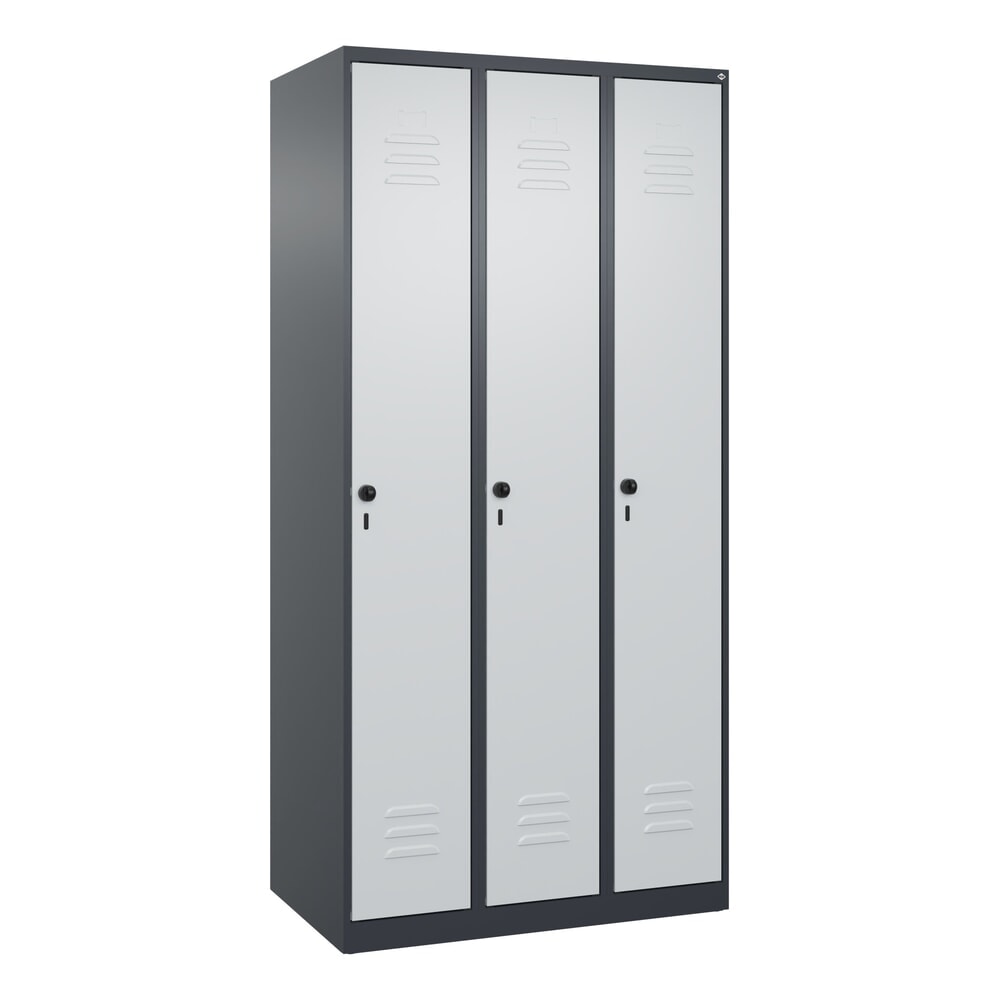 Produktabbildung Nr. 9: C+P Spind Classic PLUS, 3 Abteile, HxBxT 1.850 x 900 x 500 mm, anthrazitgrau, lichtgrau, für Vorhängeschloss, mit Mitteltrennwand