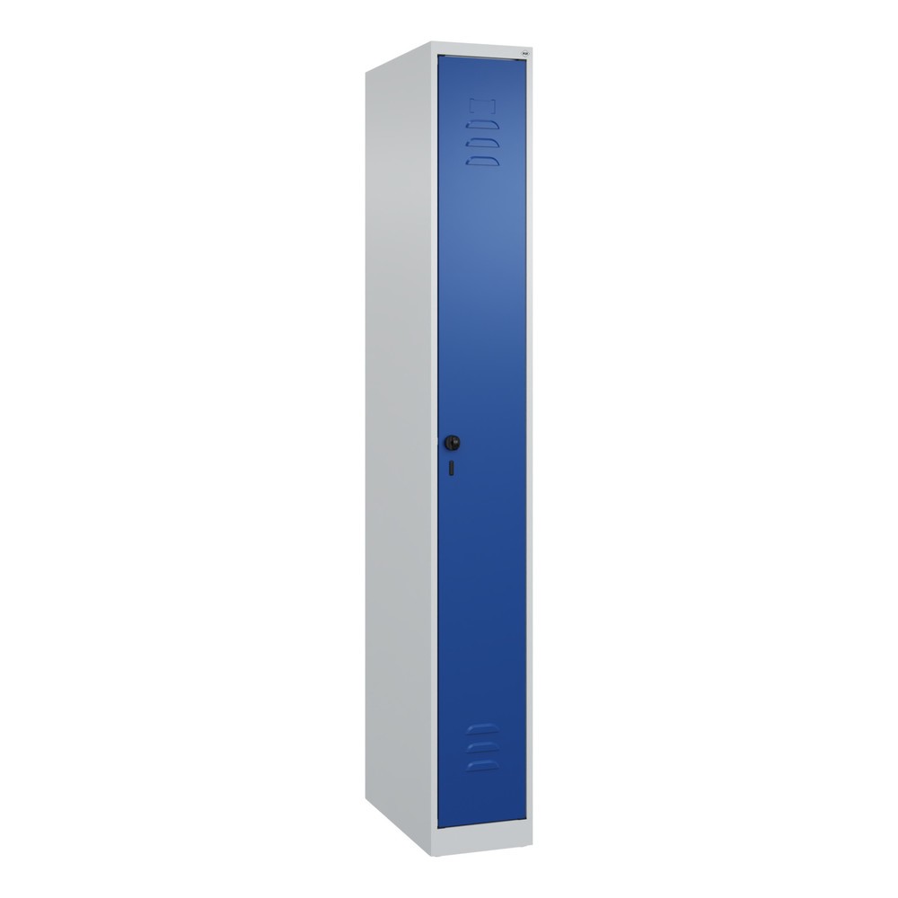 Produktabbildung: C+P Spind Classic PLUS, 1 Abteil, HxBxT 1.850 x 250 x 500 mm, lichtgrau, enzianblau, für Vorhängeschloss, ohne Mitteltrennwand