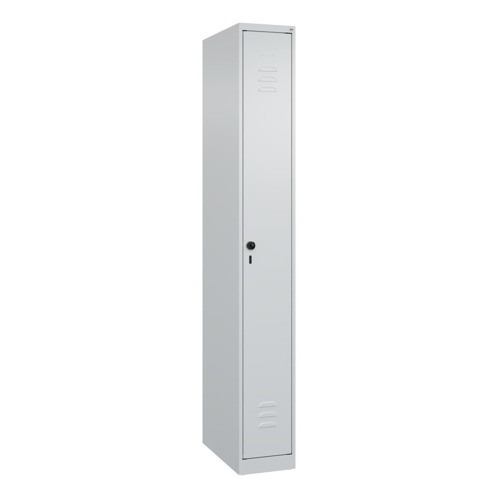 Produktabbildung: C+P Spind Classic PLUS, 1 Abteil, HxBxT 1.850 x 250 x 500 mm, lichtgrau, lichtgrau, für Vorhängeschloss, ohne Mitteltrennwand