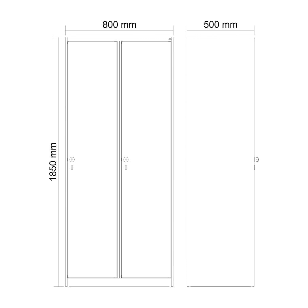 Produktabbildung Nr. 7: C+P Spind Classic PLUS, 2 Abteile, HxBxT 1.850 x 800 x 500 mm, lichtgrau, lichtgrau, für Vorhängeschloss, ohne Mitteltrennwand
