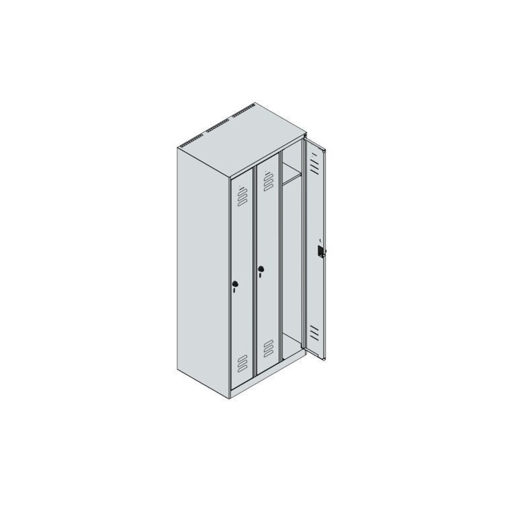 C+P Spind Classic PLUS, 3 Abteile, HxBxT 1.850 x 750 x 500 mm, lichtgrau, rubinrot, Zylinderschloss, ohne Mitteltrennwand Produktabbildung Nr. 9: C+P Spind Classic PLUS, 3 Abteile, HxBxT 1.850 x 750 x 500 mm, lichtgrau, rubinrot, Zylinderschloss, ohne Mitteltrennwand