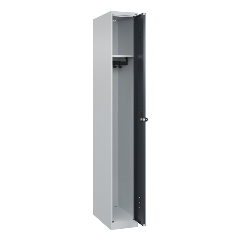 Produktabbildung: C+P Spind Classic PLUS, 1 Abteil, HxBxT 1.850 x 250 x 500 mm, lichtgrau, anthrazitgrau, für Vorhängeschloss, ohne Mitteltrennwand