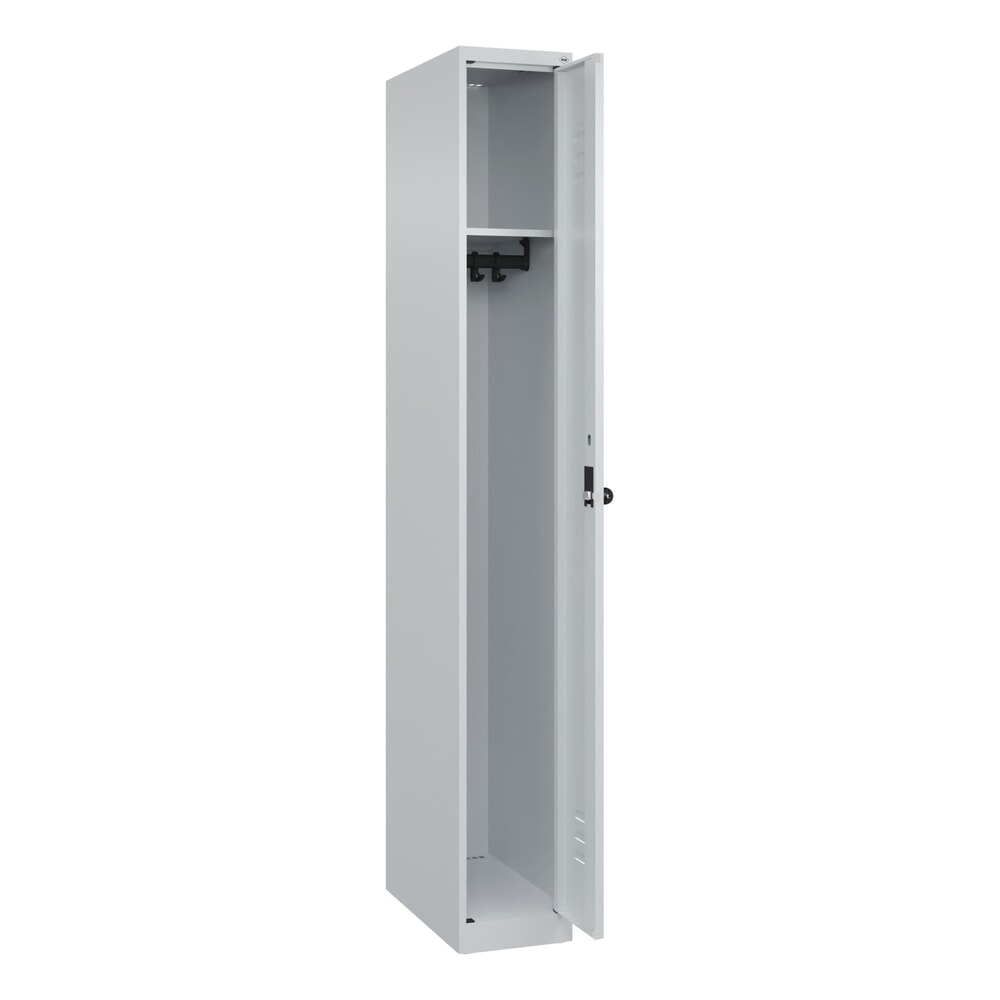 Produktabbildung: C+P Spind Classic PLUS, 1 Abteil, HxBxT 1.850 x 250 x 500 mm, lichtgrau, lichtgrau, für Vorhängeschloss, ohne Mitteltrennwand